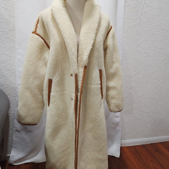 Madewell Sherpa Estate Cream and brown coat - Picture 2 of 5